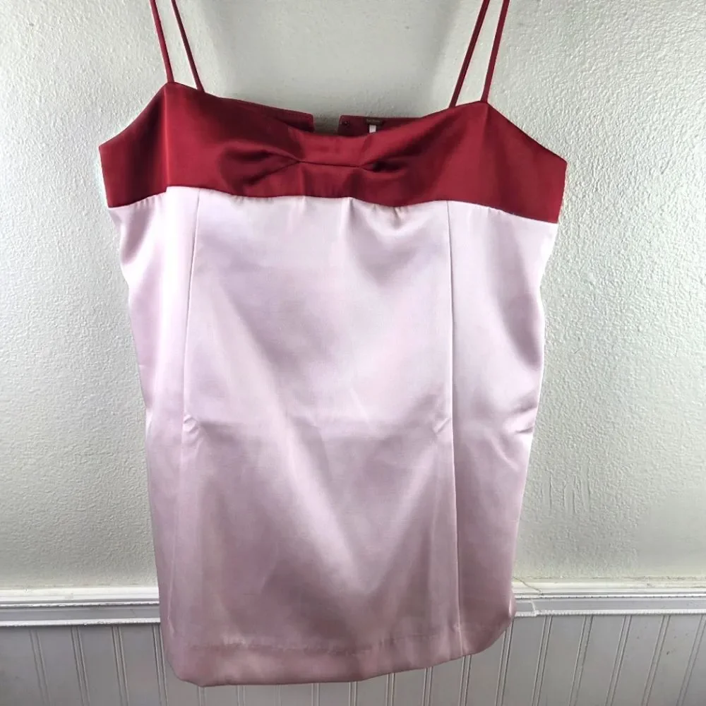 Women's Free People Nwot Pink and Red Spaghetti Strap Tunic Tank Top Size Med